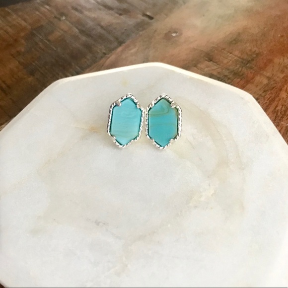 Tayzani Jewelry - Silver & Turquoise Dainty Stone Earring Studs NEW